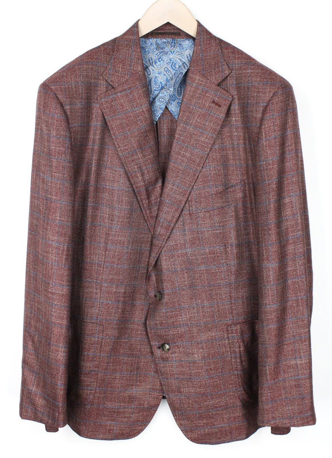 „SUITSUPPLY Lazio“ raudonas vyriškas švarkas, 34 dydžio, aptemptas, languotas, bambukinis oficialios suknelės modelis 