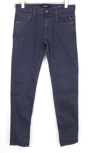 REPLAY Grover W30/L34 Purple Bull Twill Stretch Jeans Straight Zip Fly