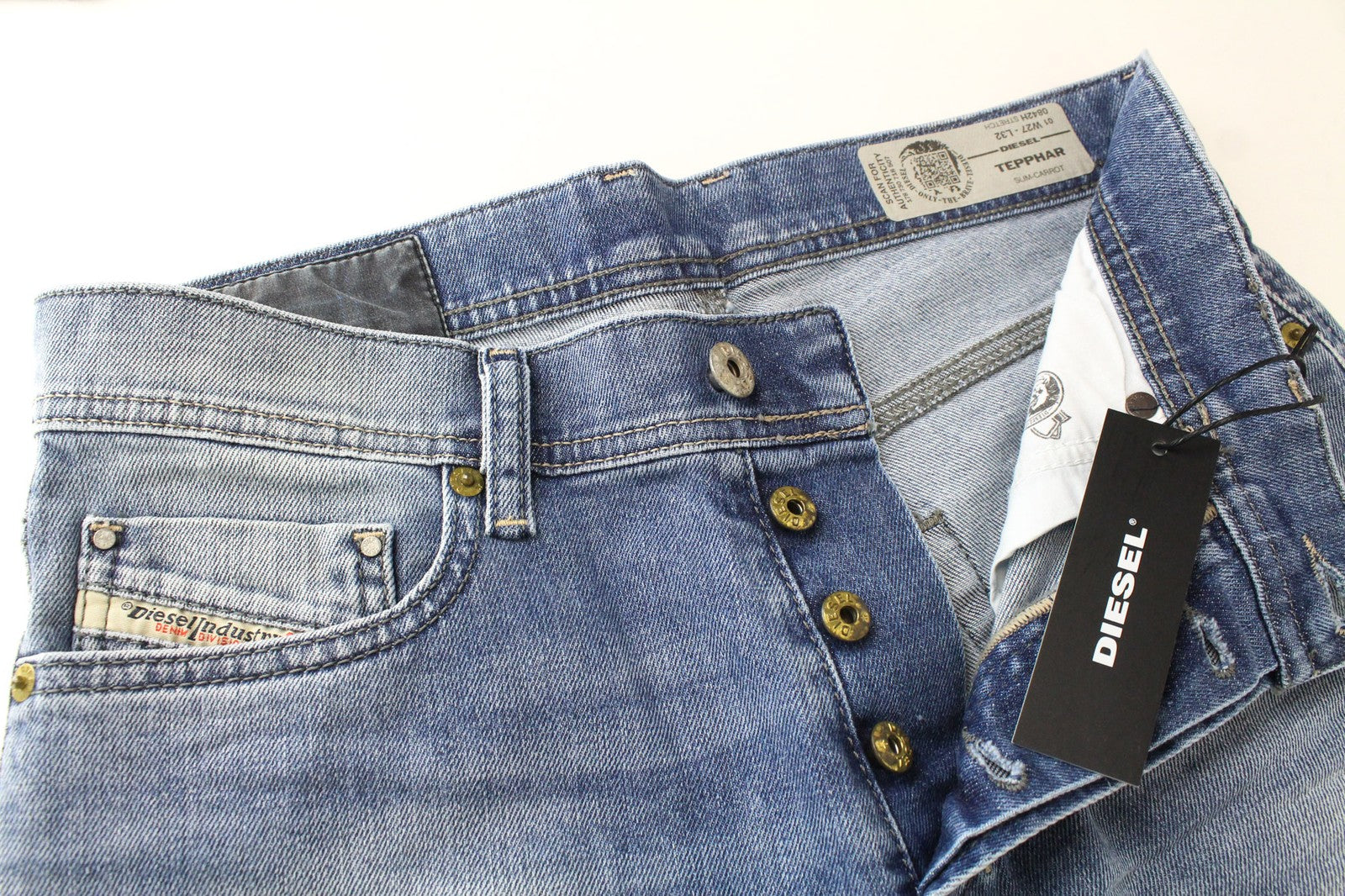 DIESEL Tepphar 0842H W27/L32 Boys Blue Carrot Slim Jeans Button Fly