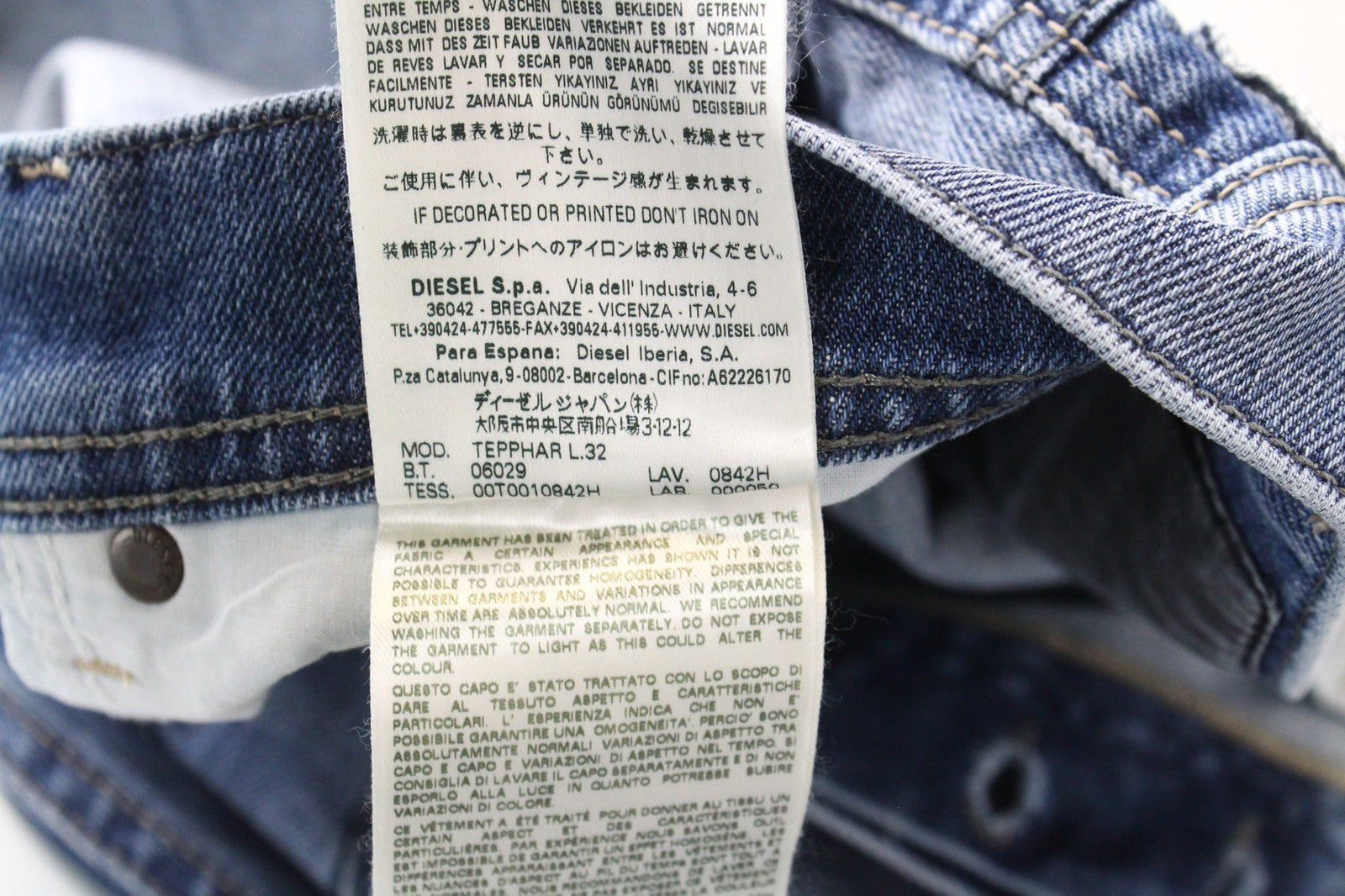 DIESEL Tepphar 0842H W27/L32 Boys Blue Carrot Slim Jeans Button Fly