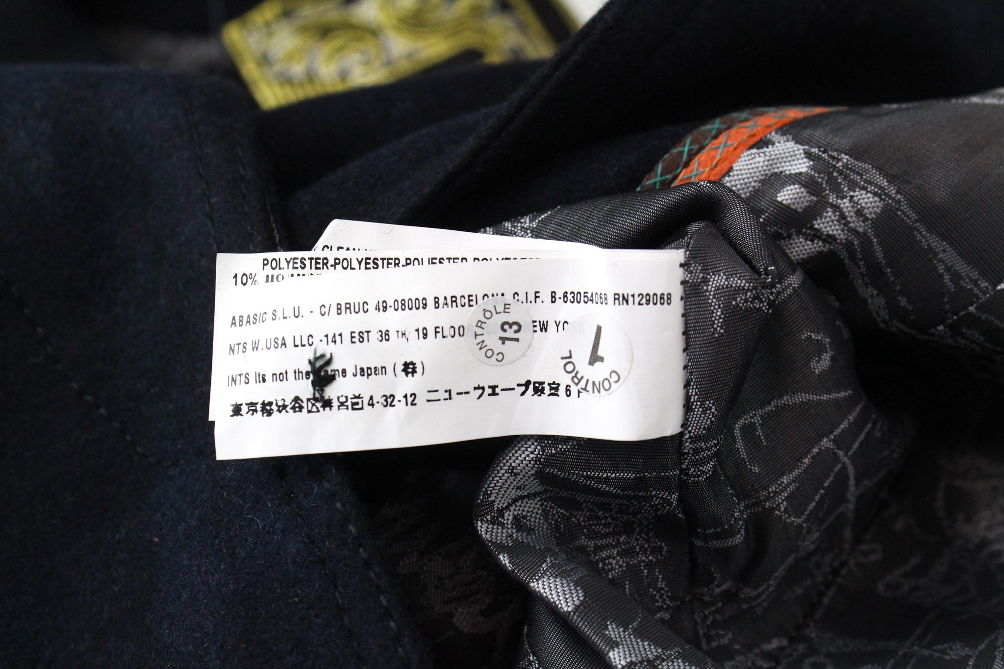 DESIGUAL Snow Robot EU36 Navy Wool Coat Checked Designer Mid-Length Look