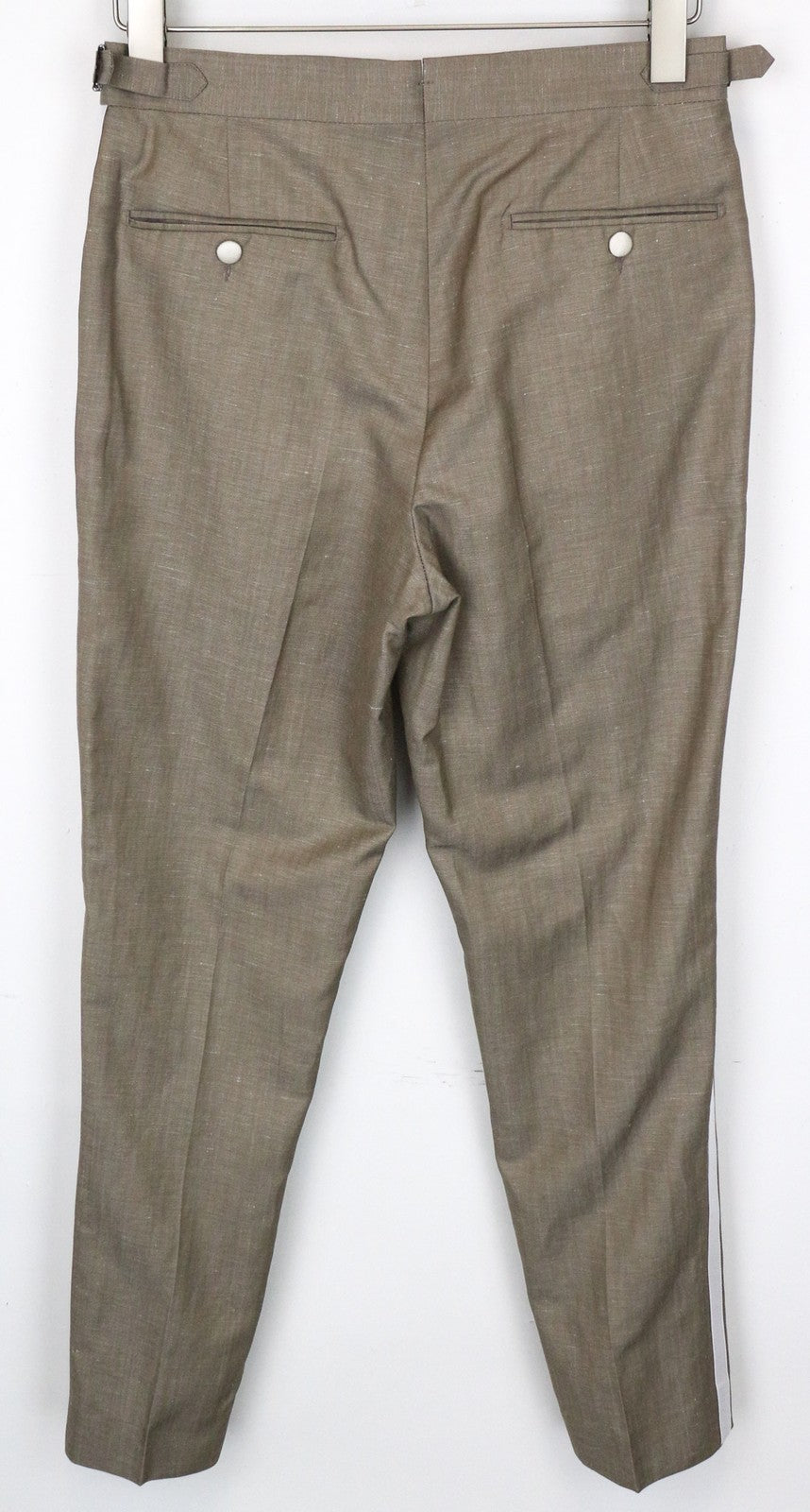 SUITSUPPLY Brescia Men's UK34R Tux Pants Pleated Brown Wool Linen Blend