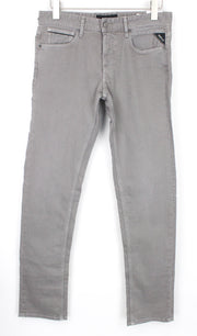 REPLAY Grover W30/L34 Grey Twill Straight Fit Stretch Jeans Button Fly