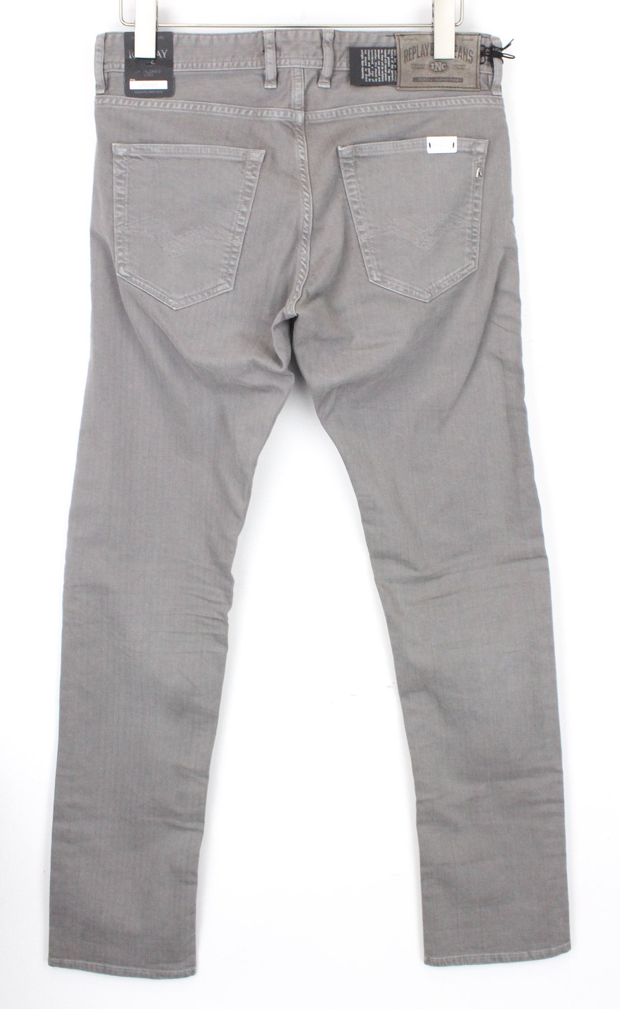 REPLAY Grover W30/L34 Grey Twill Straight Fit Stretch Jeans Button Fly