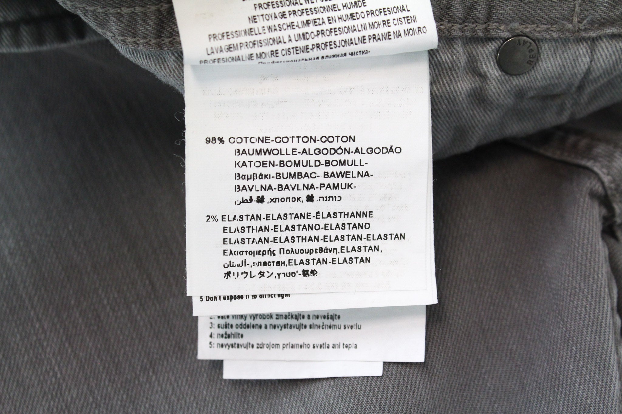 REPLAY Grover W30/L34 Grey Twill Straight Fit Stretch Jeans Button Fly