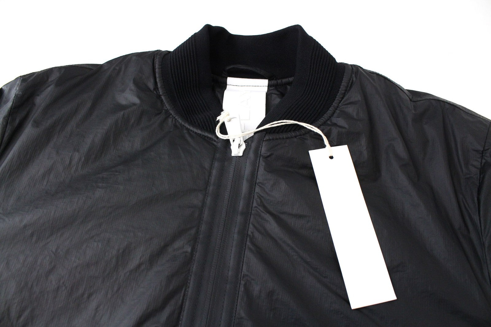 REPLAY Black Bomber Jacket 2XL Men's Lined Zip Logo Patched Ribbed Hem