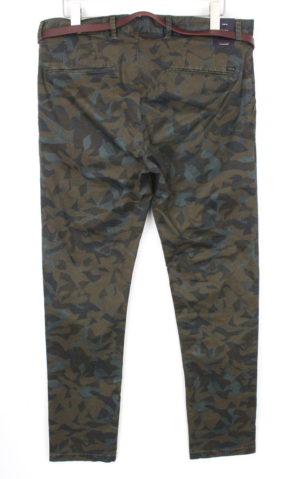 SCOTCH & SODA Stuart Chino W33/L32 Green Men's Slim Camo Dyed Trousers