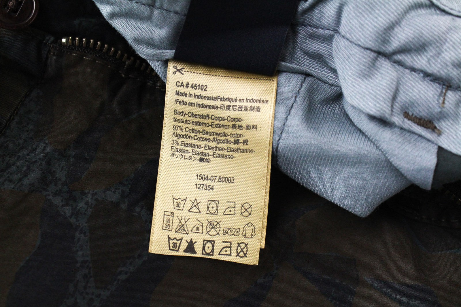 SCOTCH & SODA Stuart Chino W33/L32 Green Men's Slim Camo Dyed Trousers