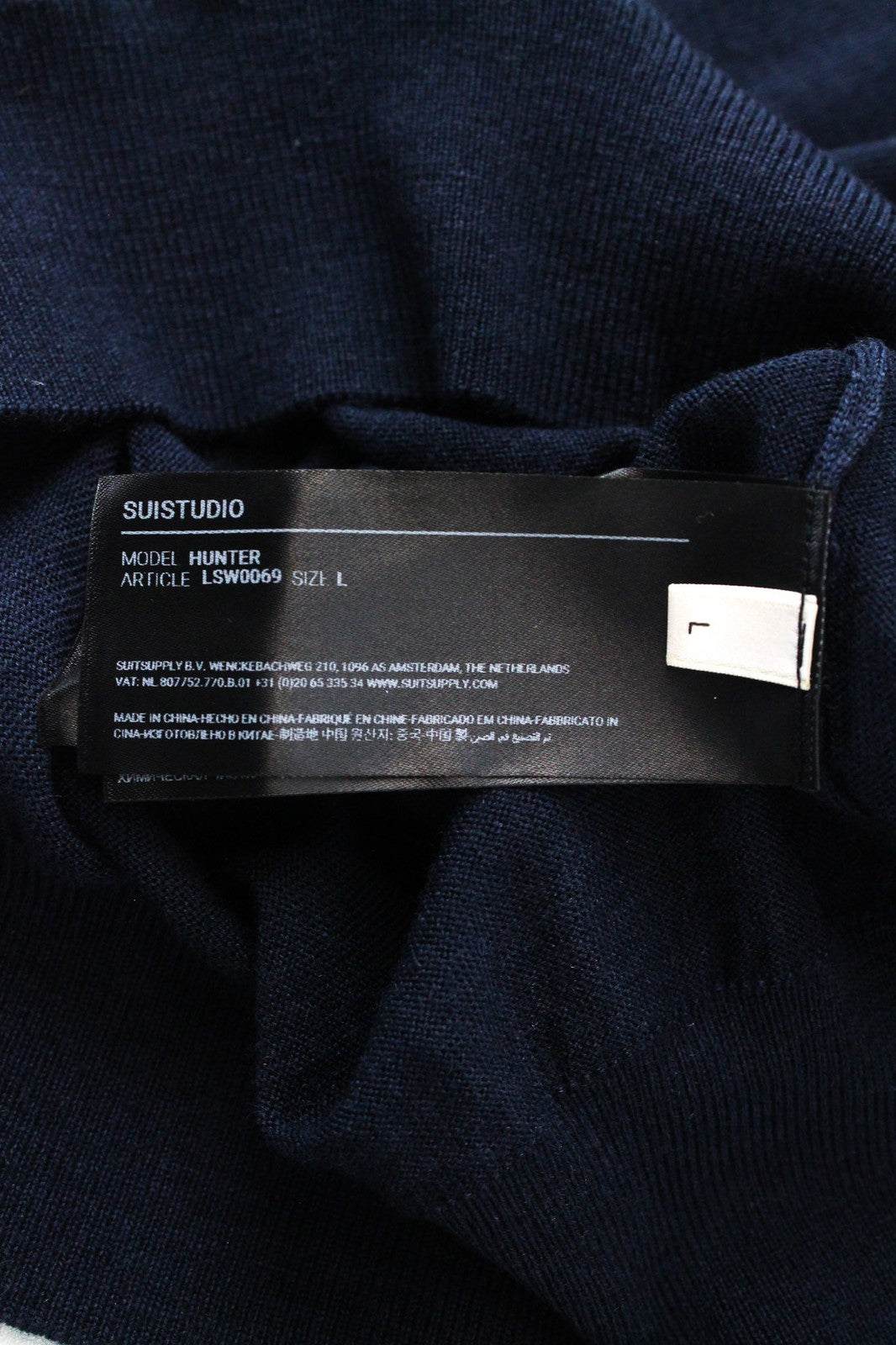 SUISTUDIO Hunter Women's Wool Pullover L Navy Blue Long Sleeve Jumper