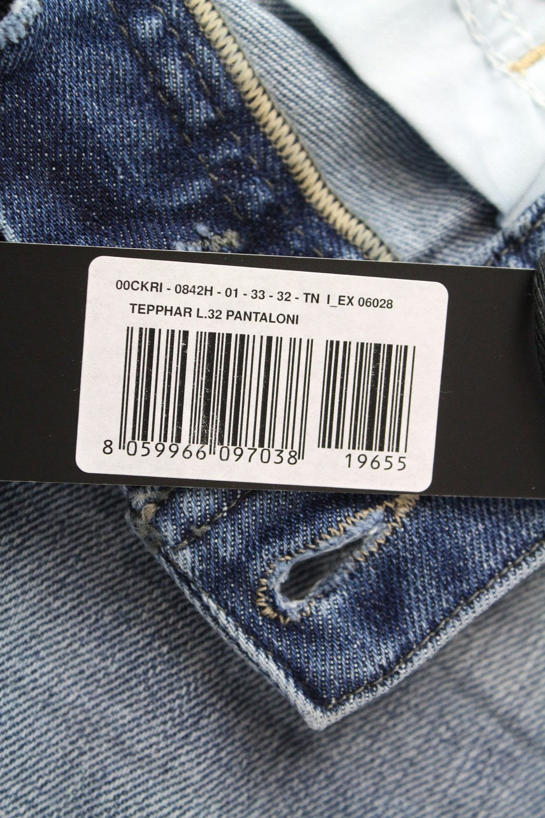 DIESEL Tepphar 0842H Men's Jeans W33/L32 Slim Blue Cotton Stretch Carrot Fit