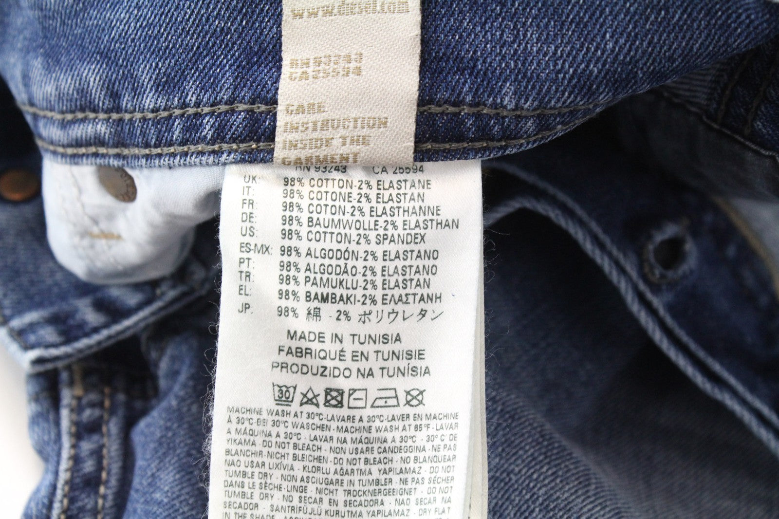 DIESEL Tepphar 0842H Men's Jeans W33/L32 Slim Blue Cotton Stretch Carrot Fit