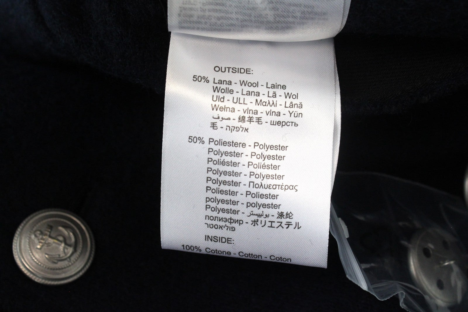 REPLAY Men's Jacket XL Navy Wool Blend Double-Breasted Lined Casual Logo Style