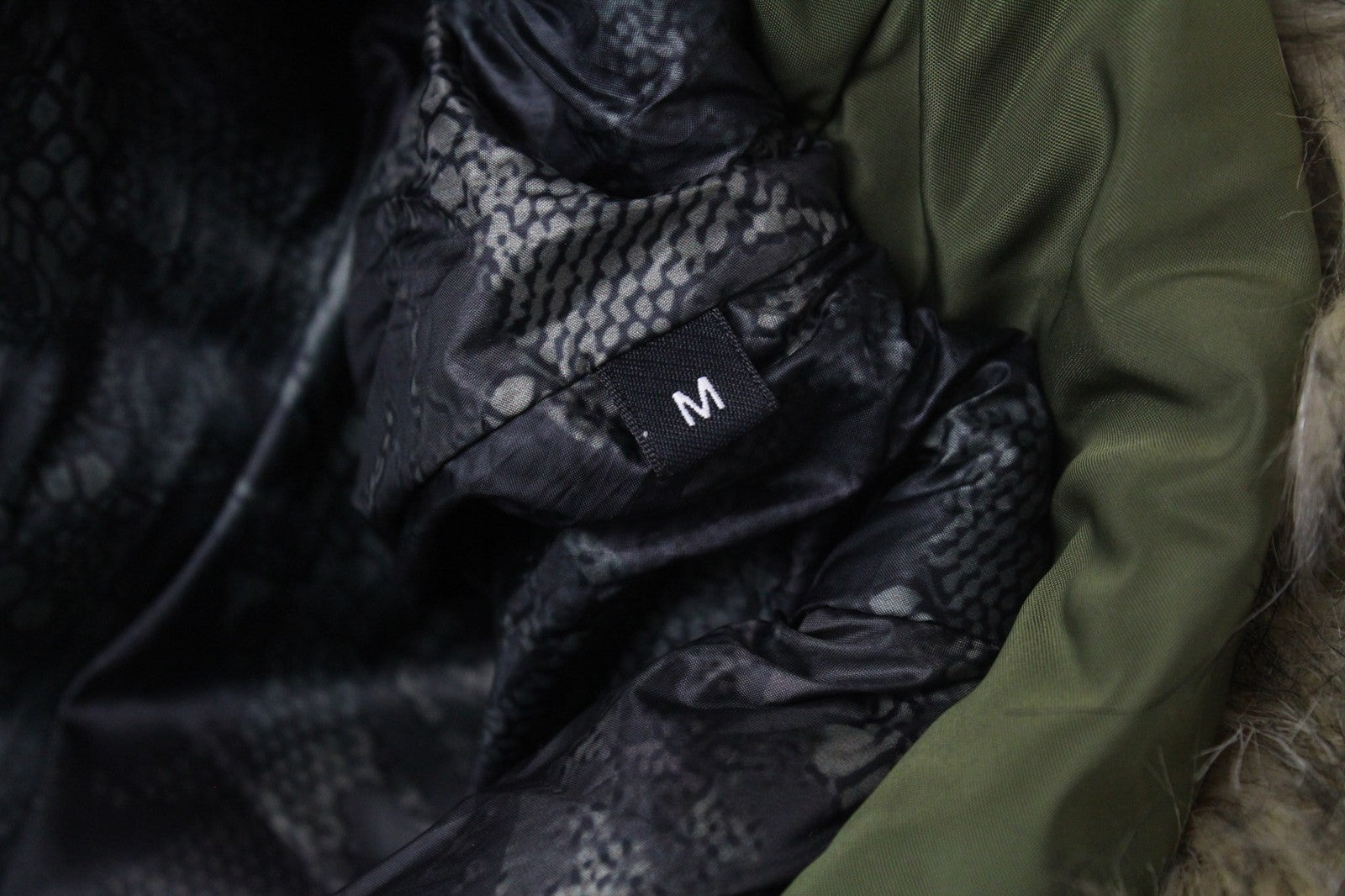 REPLAY Women's Hooded Parka M Green Faux Fur Zip Snap Lined Padded Jacket