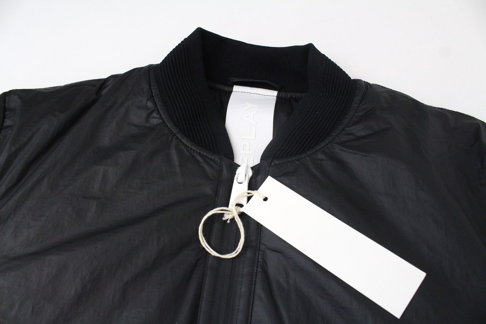 REPLAY Men's Jacket L Black Lined Padded Bomber with Zipper Front Closure