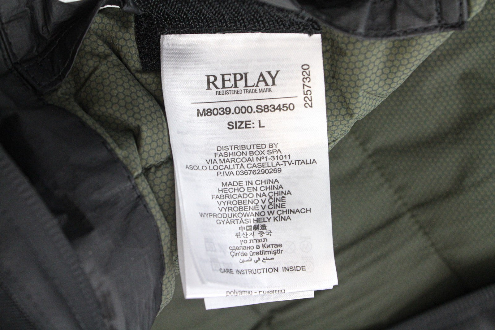 REPLAY Men's Jacket L Black Lined Padded Bomber with Zipper Front Closure