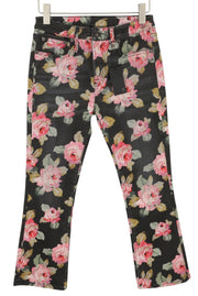 R13 Kick Fit Women Jeans 27 Rose Print Slim Straight Fit Ankle Cropped Zip Fly