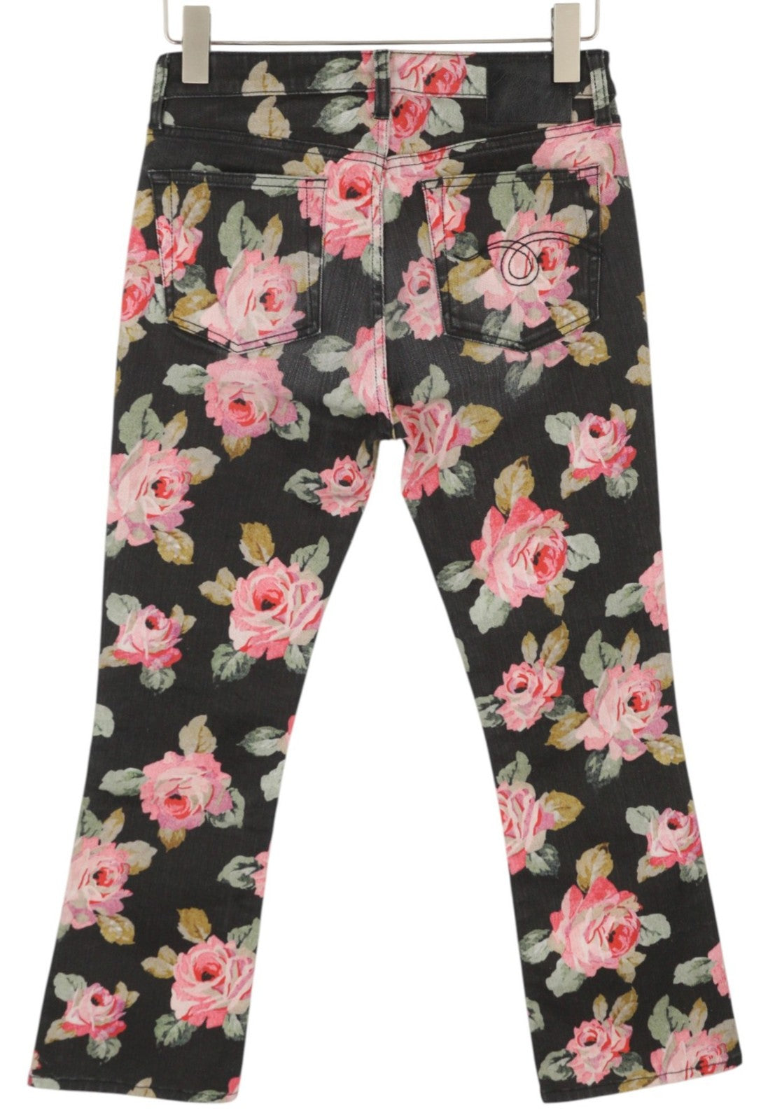 R13 Kick Fit Women Jeans 27 Rose Print Slim Straight Fit Ankle Cropped Zip Fly