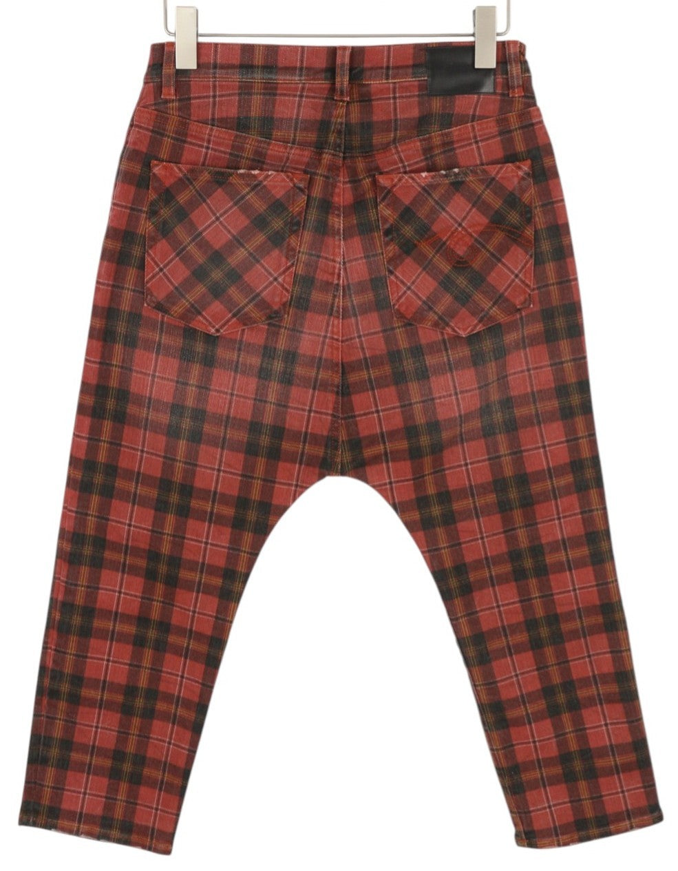 R13 Tailored Drop Women Trousers 27 Ash Red Plaid Ankle Length Relaxed RRP€710