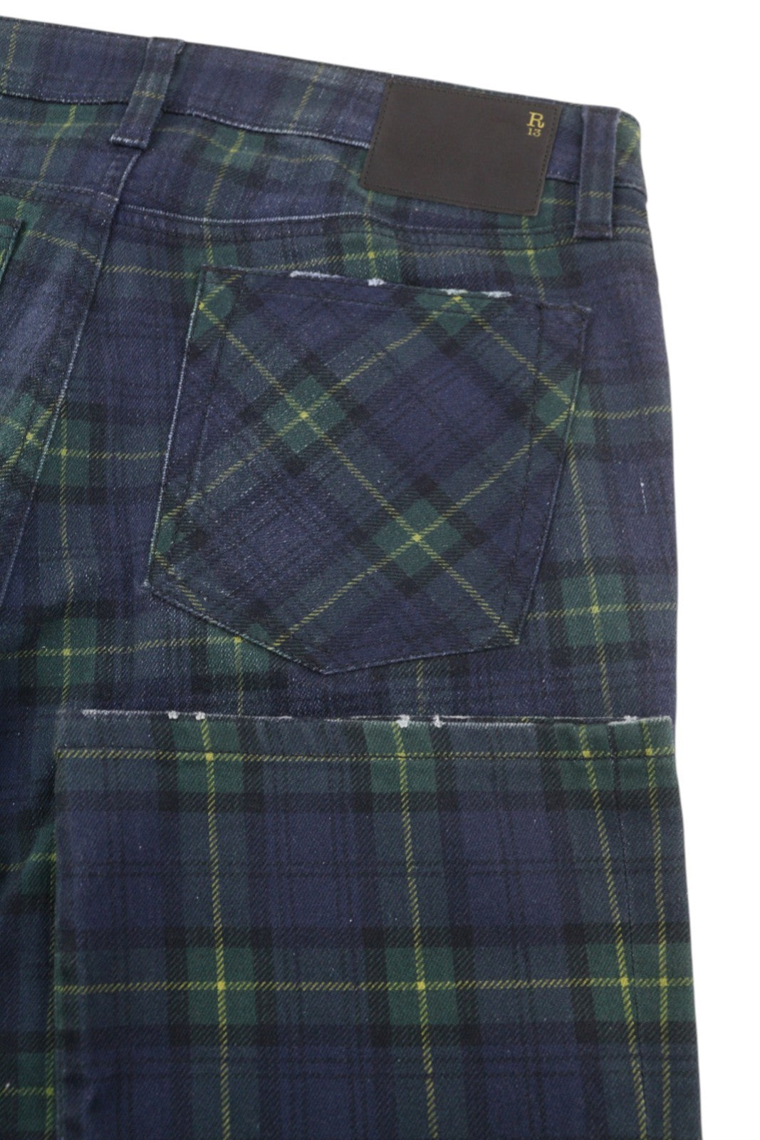 R13 Kick Fit Women Trousers 27 Printed Tartan Slim Straight Fit Ankle RRP€599