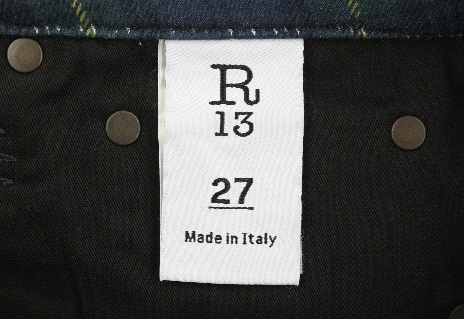 R13 Kick Fit Women Trousers 27 Printed Tartan Slim Straight Fit Ankle RRP€599