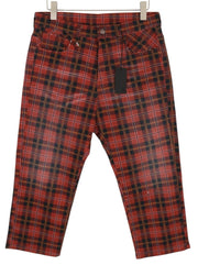 R13 Tailored Drop Women Trousers 27 Ash Red Plaid Ankle Cropped Drop Crotch