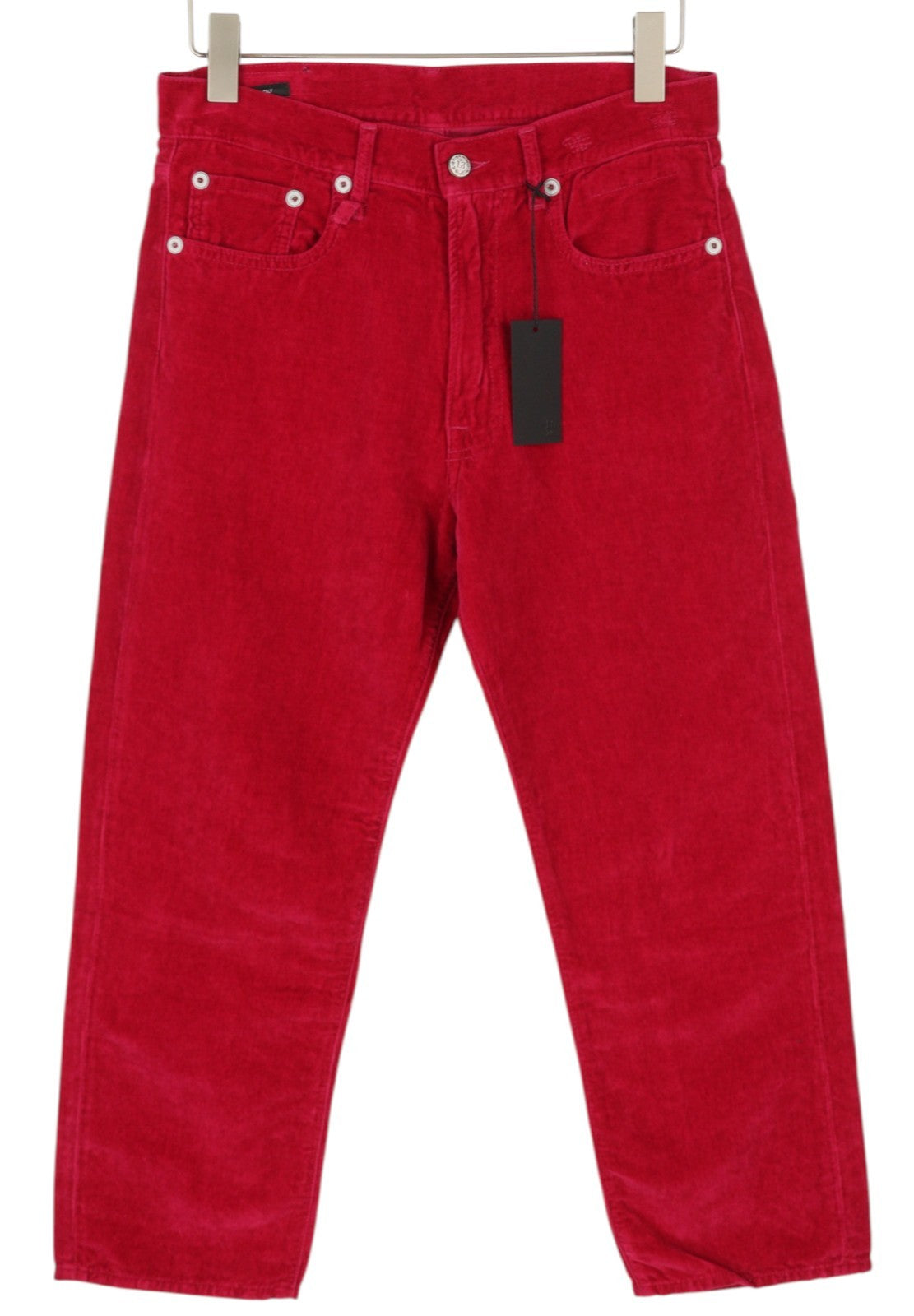 R13 Boyfriend Women Trousers 26 Raspberry Velvet Linen Blend Ankle Cropped Zip