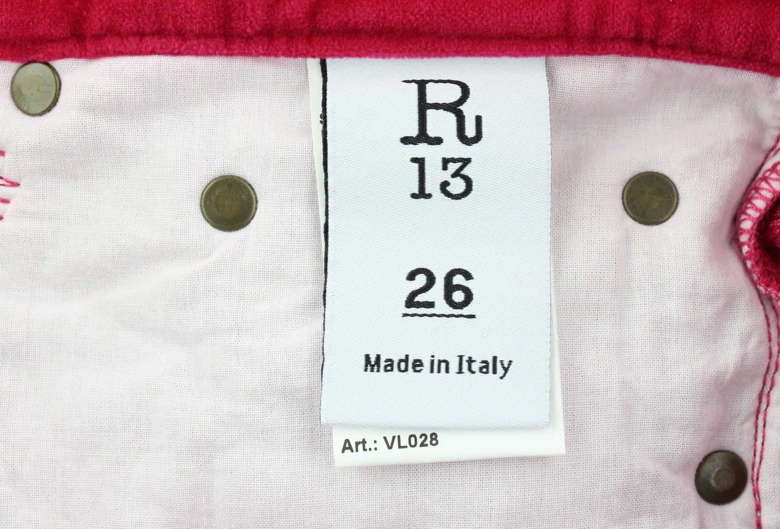 R13 Boyfriend Women Trousers 26 Raspberry Velvet Linen Blend Ankle Cropped Zip