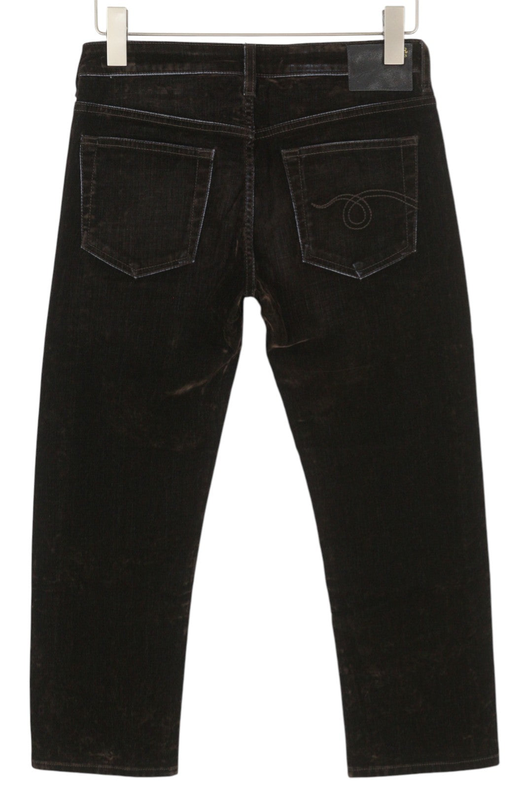 R13 Boy Straight Women Jeans 26 Flocked Brown Mid Rise Zip Fly Ankle Cropped