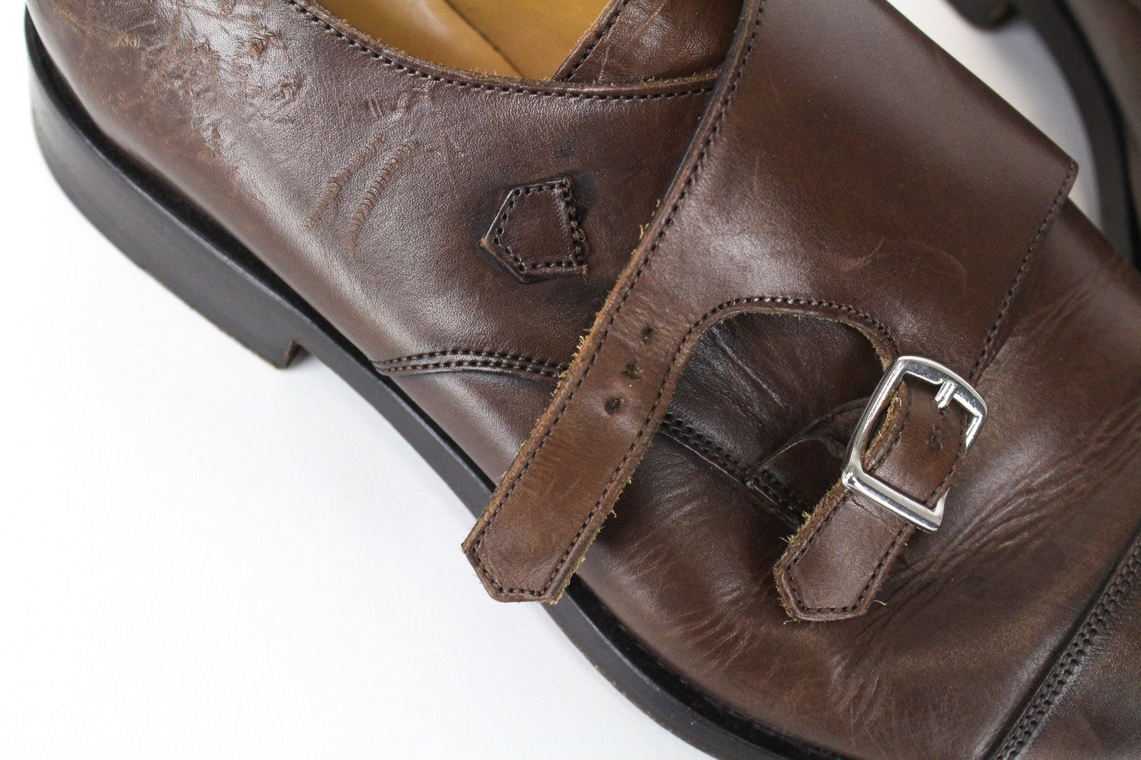 SUITSUPPLY Men's Shoes EU39.5 Brown Leather Low-Top Double Buckle Formal Style