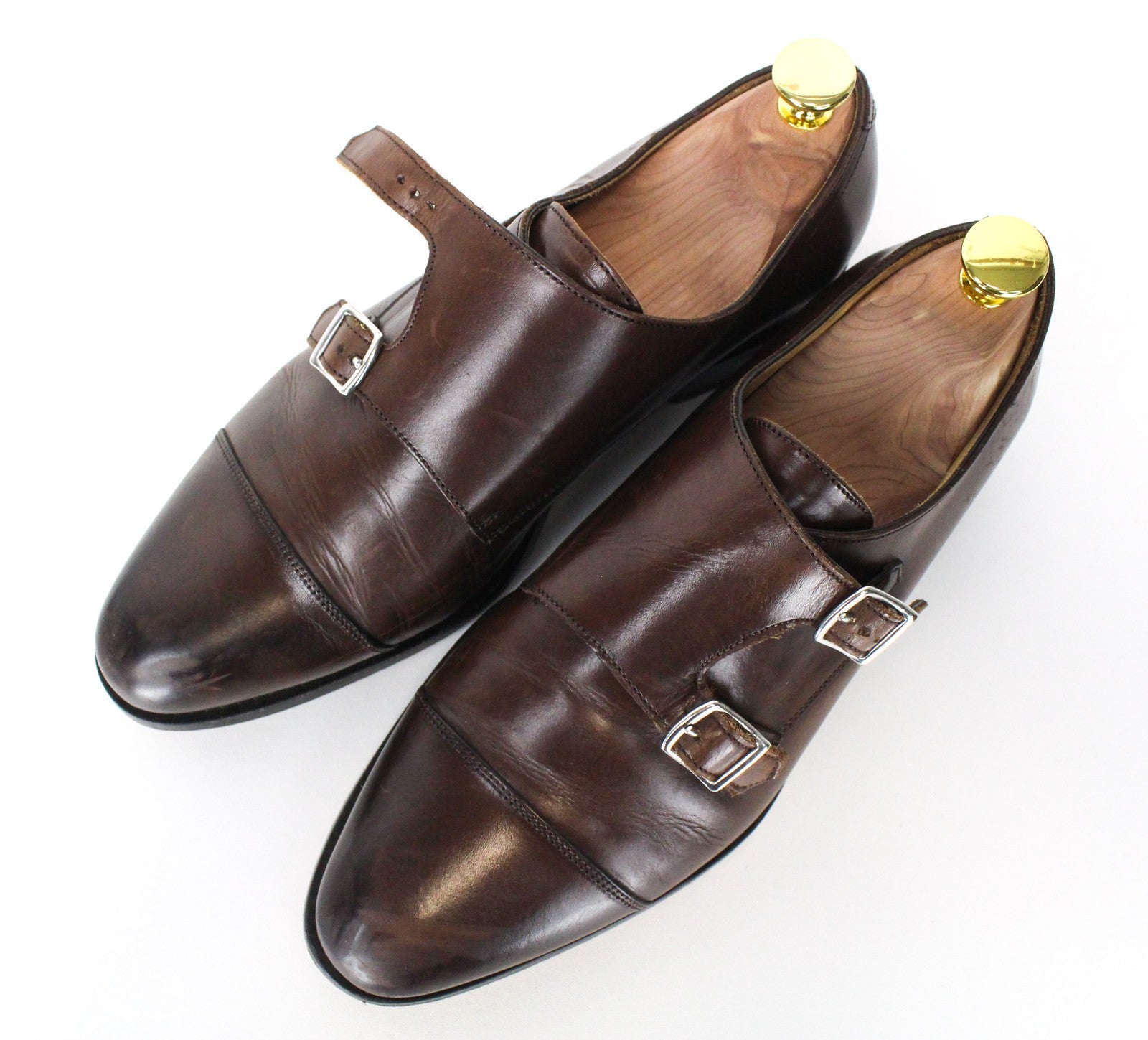 SUITSUPPLY Men's Shoes EU39.5 Brown Leather Low-Top Double Buckle Formal Style