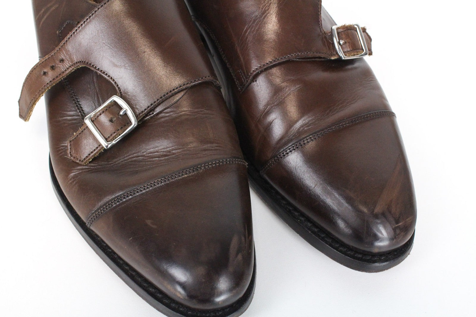 SUITSUPPLY Men's Shoes EU39.5 Brown Leather Low-Top Double Buckle Formal Style