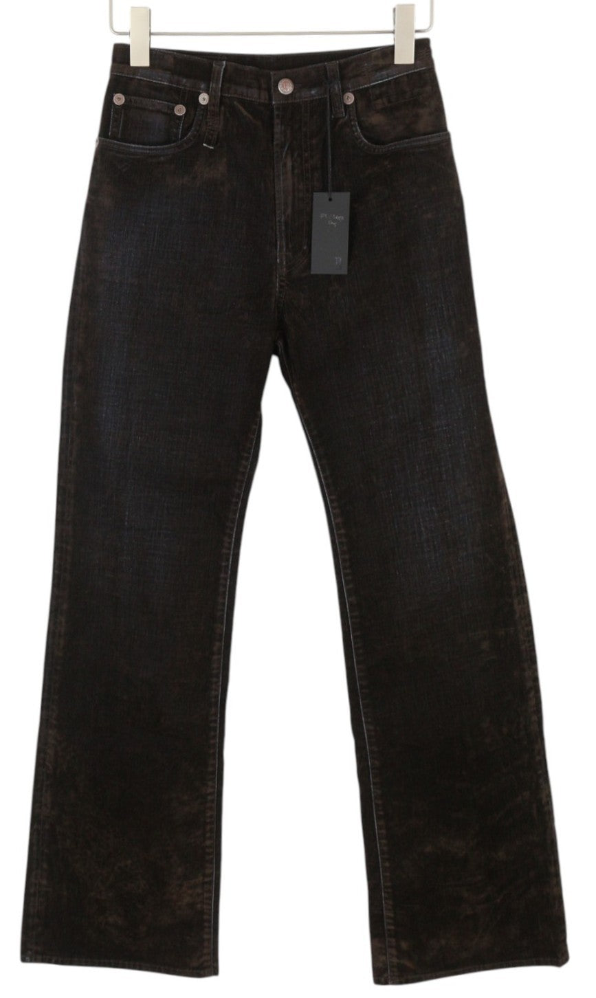 R13 Jean Women Jeans 27 Flocked Brown High Rise Straight Fit Zipper RRP€699