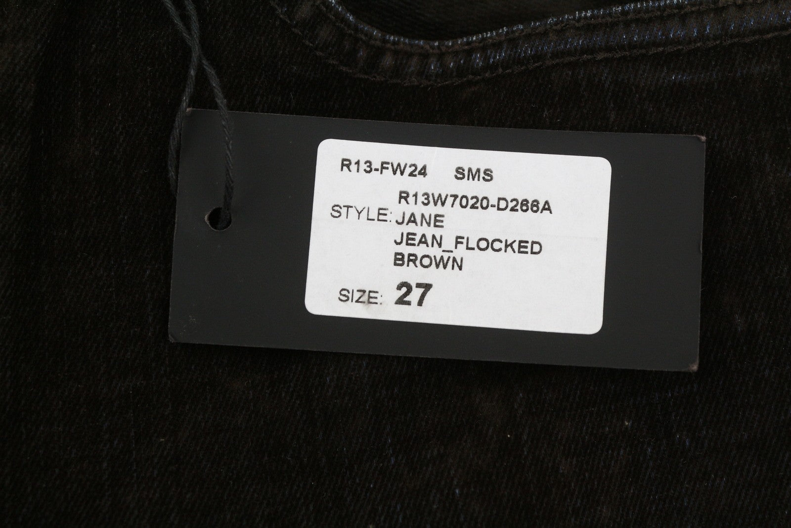 R13 Jean Women Jeans 27 Flocked Brown High Rise Straight Fit Zipper RRP€699