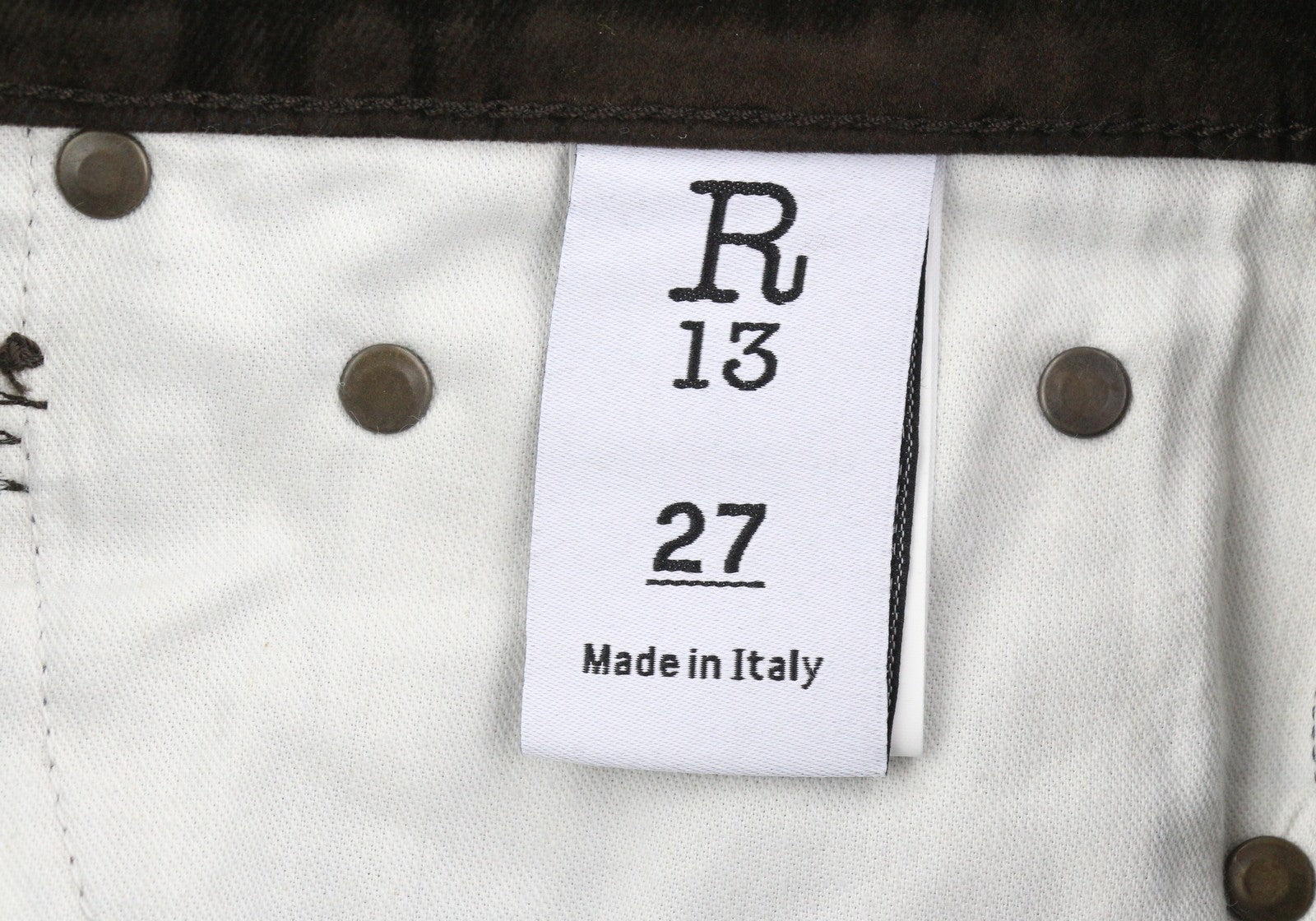 R13 Jean Women Jeans 27 Flocked Brown High Rise Straight Fit Zipper RRP€699