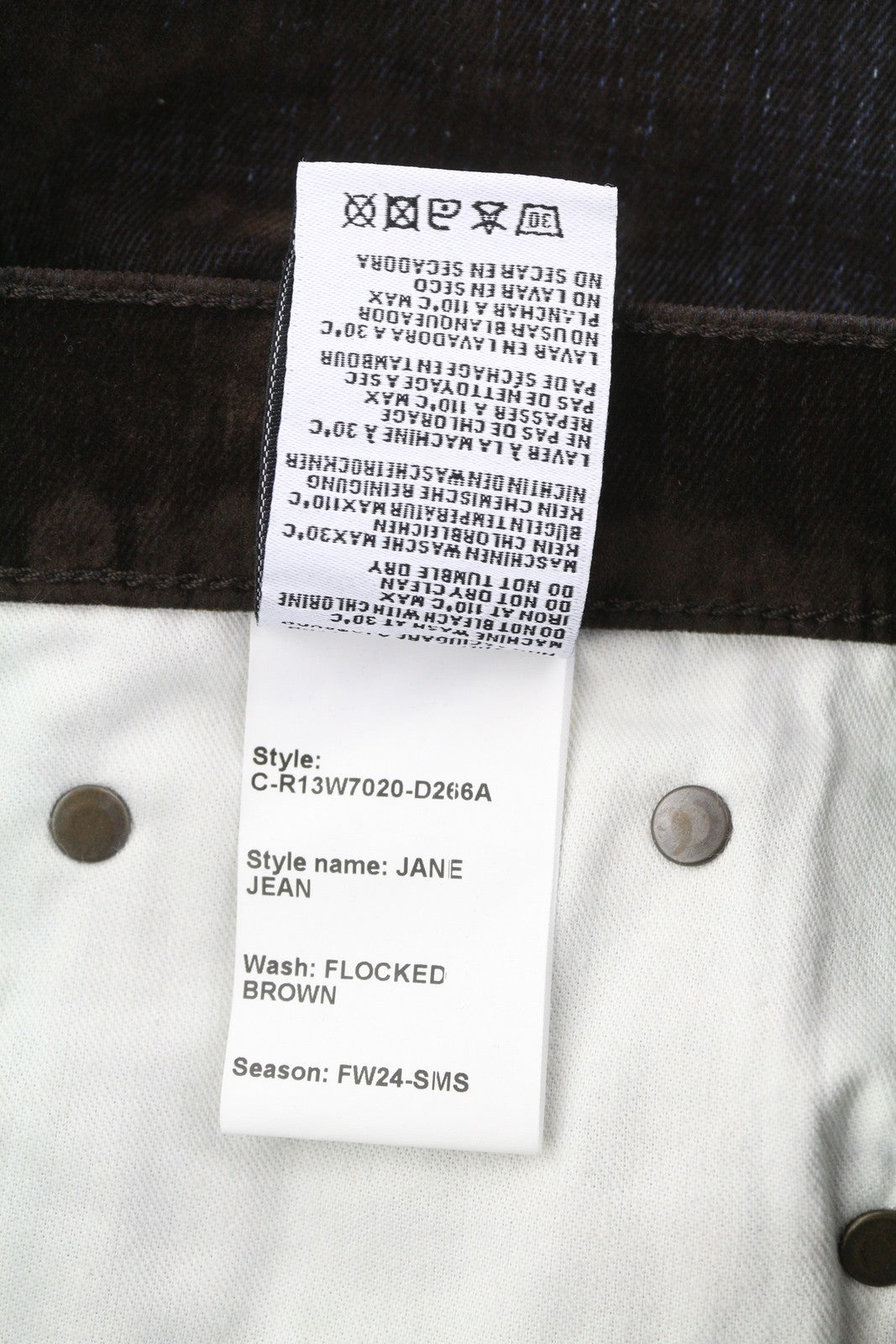 R13 Jean Women Jeans 27 Flocked Brown High Rise Straight Fit Zipper RRP€699