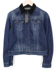 REPLAY Women's Denim Jacket M Blue Washed Long Sleeve Cotton Collared Outerwear