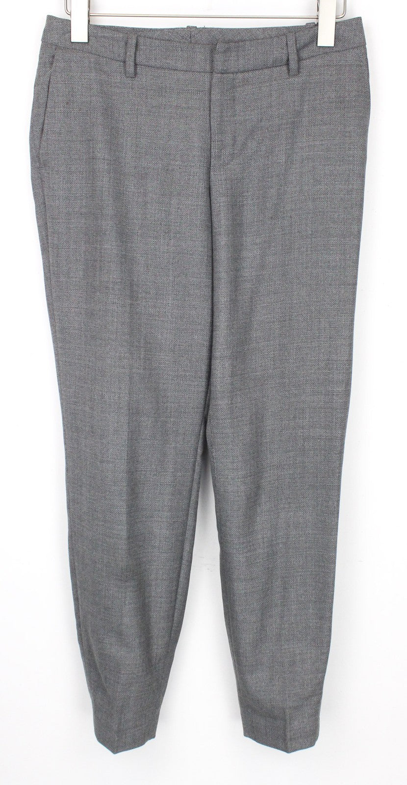 SUISTUDIO Women's Trousers UK12R Grey Wool Pleated Smart Tailored Formal Pants