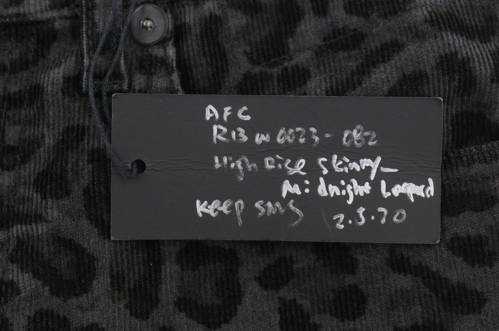 R13 High Rise Skinny Women Trousers 27 Midnight Leopard Corduroy Zipper Grey