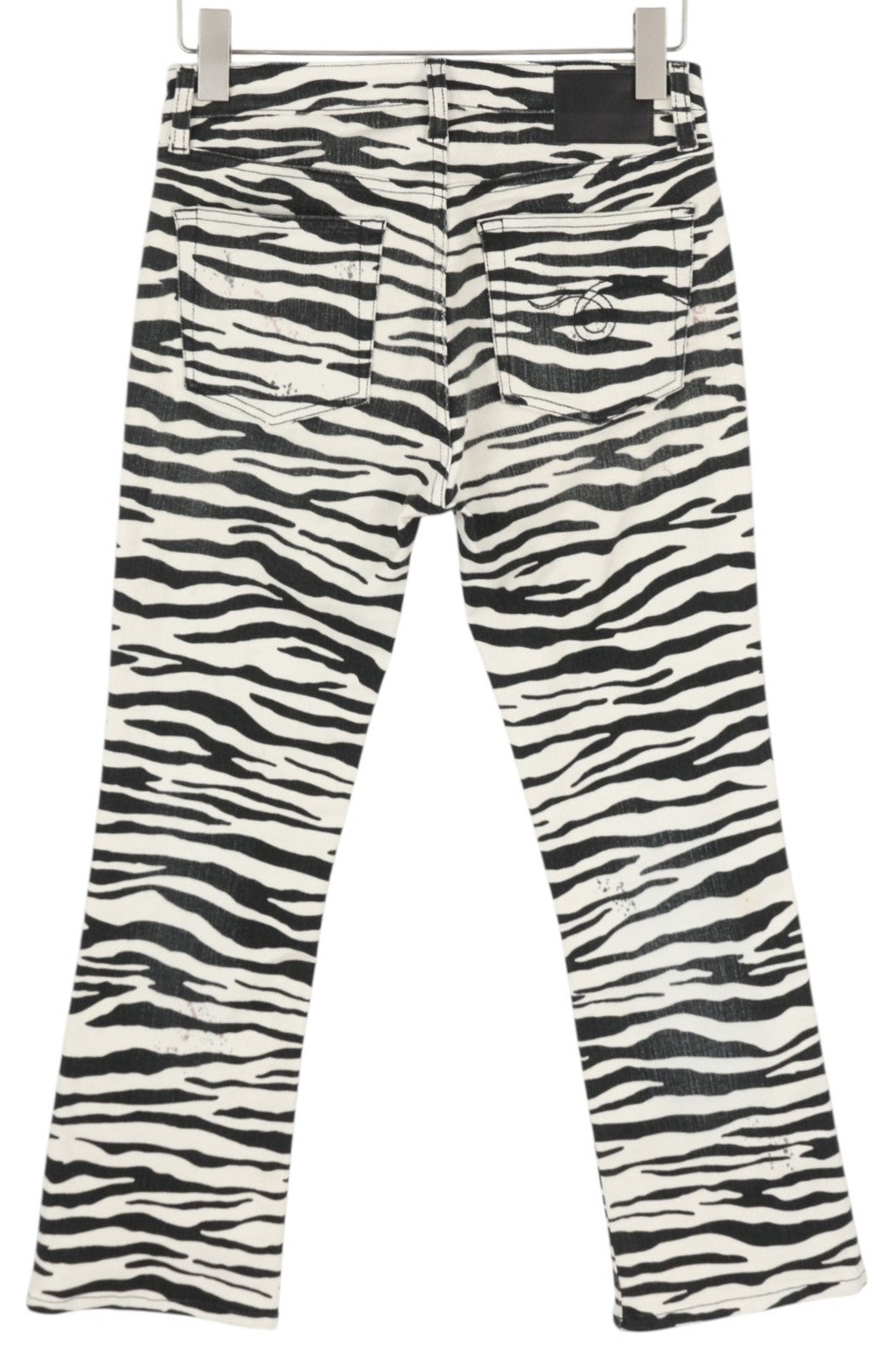 R13 Kick Fit Women Jeans 27 Zebra Print Ankle Length Cropped Flared Fit RRP€499