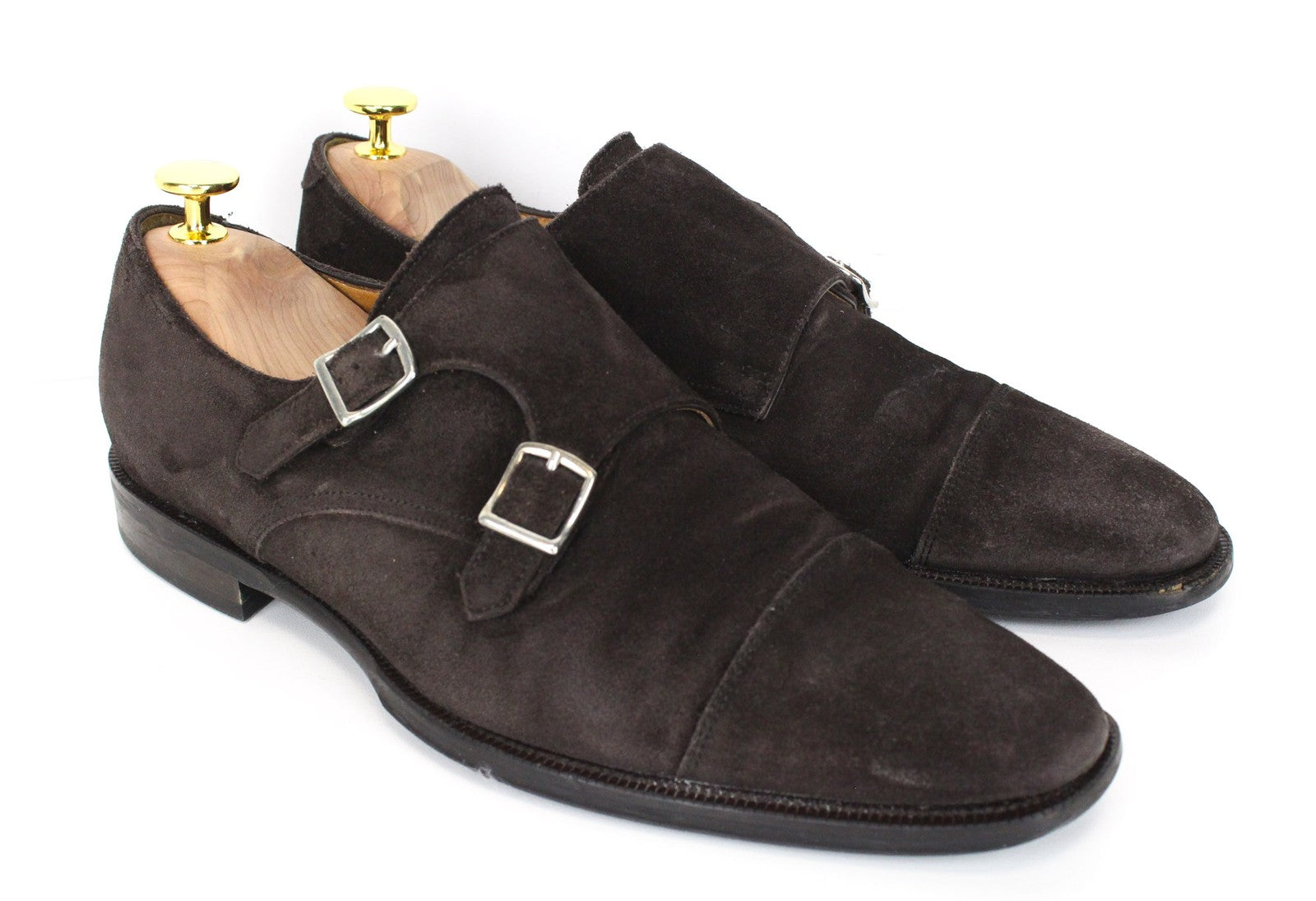 SUITSUPPLY Men's Shoes EU40.5 Dark Brown Suede Double Monk Formal Low-Top