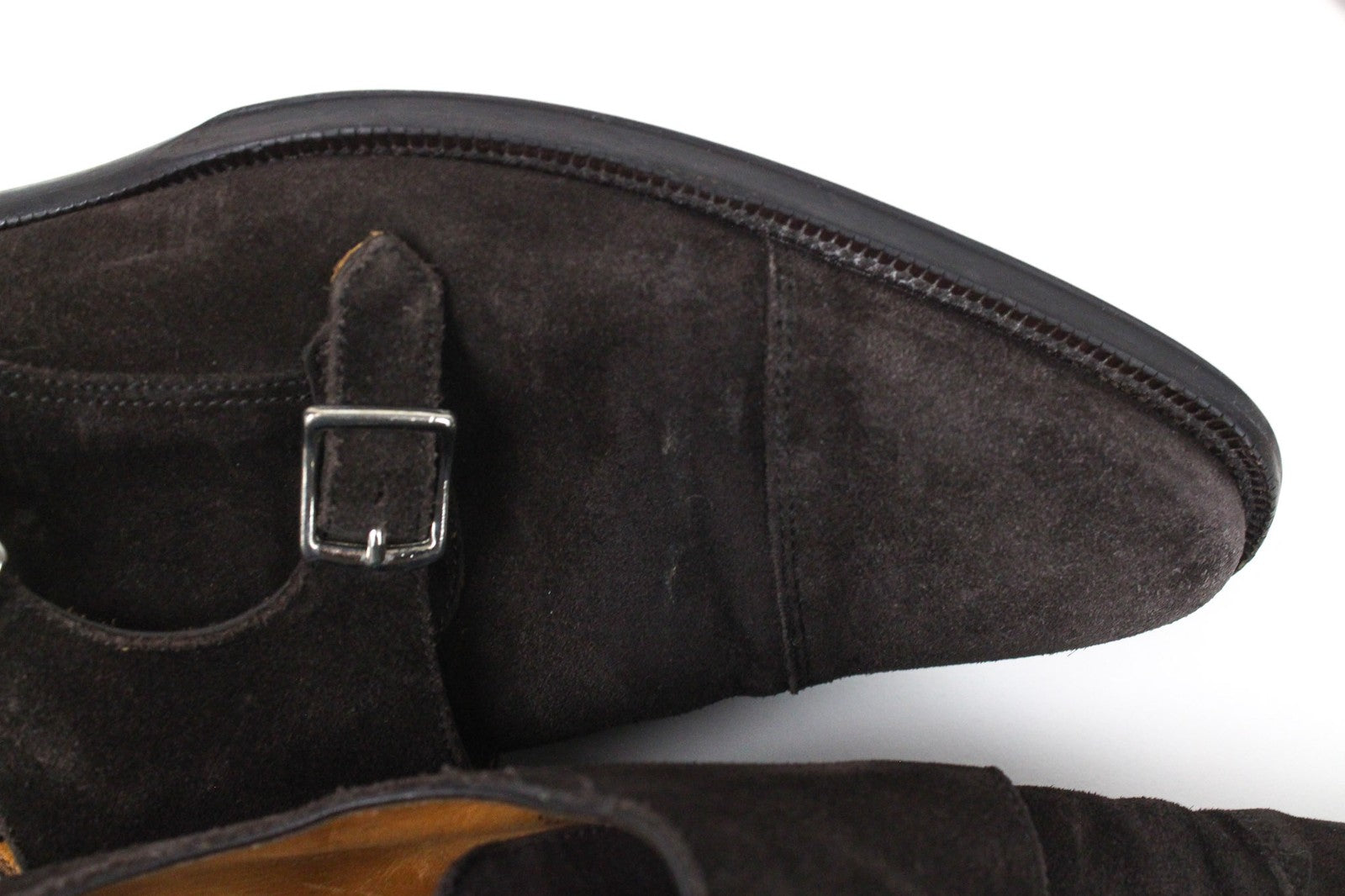 SUITSUPPLY Men's Shoes EU40.5 Dark Brown Suede Double Monk Formal Low-Top