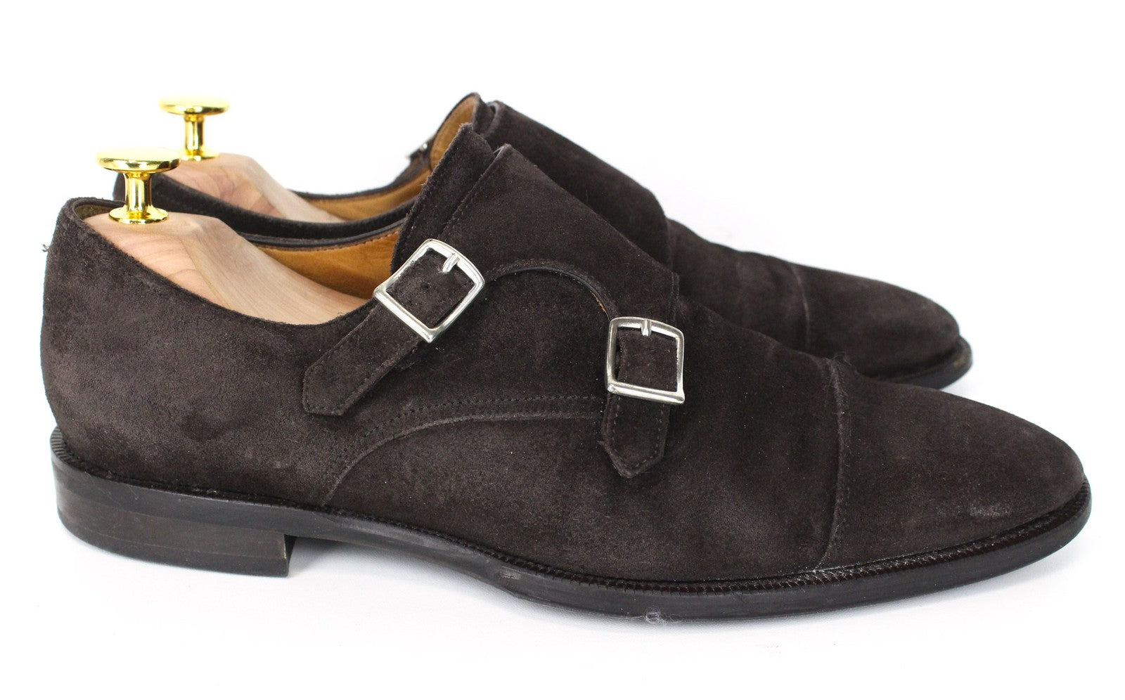 SUITSUPPLY Men's Shoes EU40.5 Dark Brown Suede Double Monk Formal Low-Top