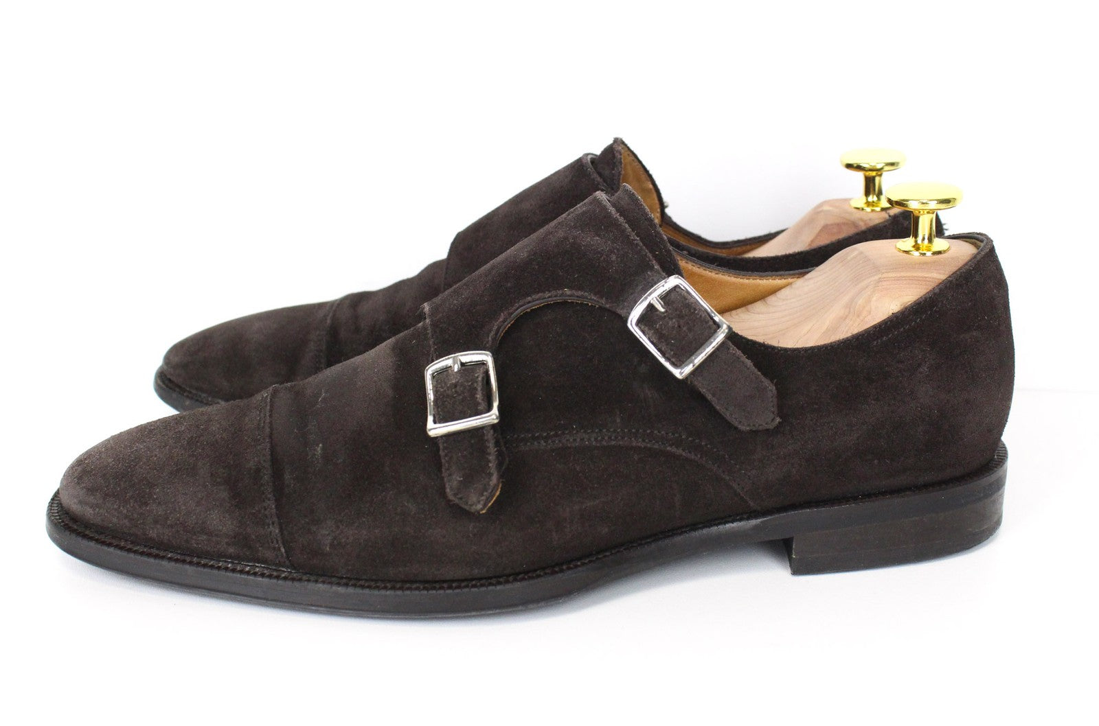 SUITSUPPLY Men's Shoes EU40.5 Dark Brown Suede Double Monk Formal Low-Top