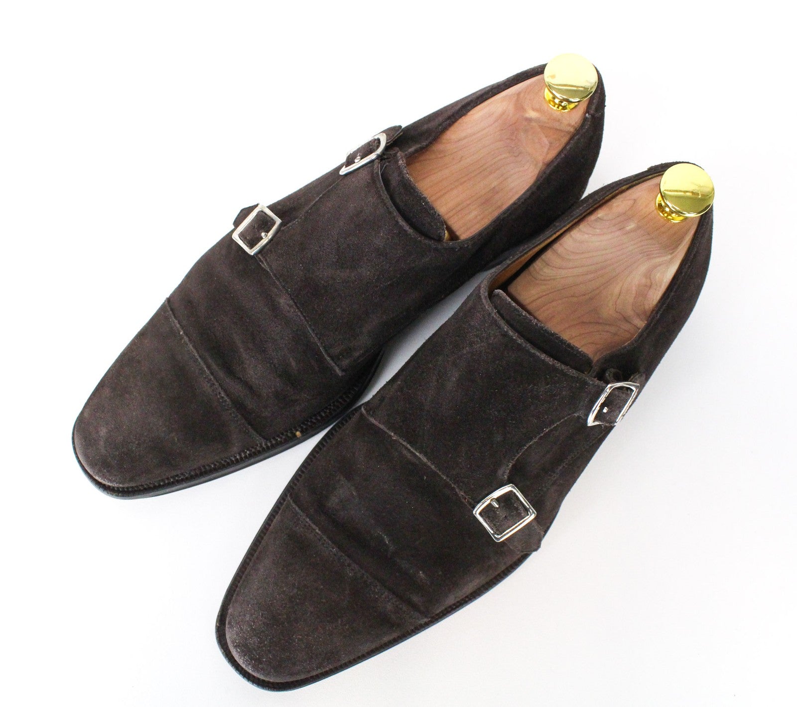 SUITSUPPLY Men's Shoes EU40.5 Dark Brown Suede Double Monk Formal Low-Top