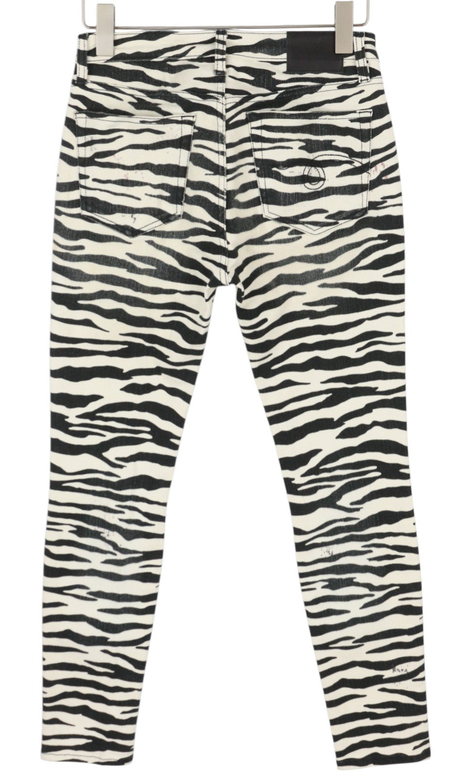 R13 Alison Skinny Women Jeans 27 Zebra Print Zipper Casual Denim Logo RRP€599