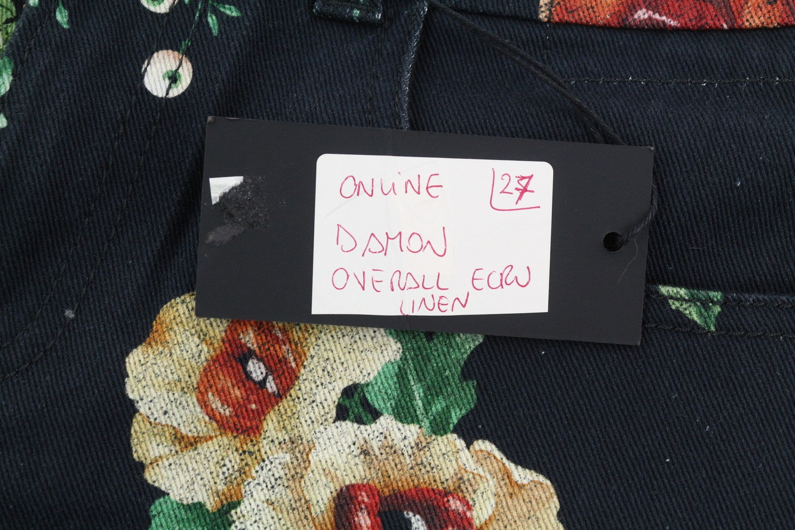 R13 Damon Overall Women Jeans 27 Ecru Linen Tinto Old Floral Print Ankle Cropped