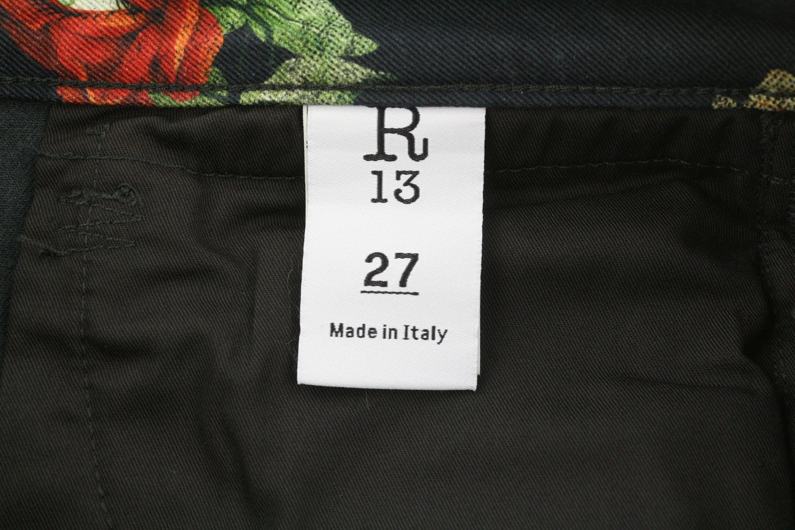 R13 Damon Overall Women Jeans 27 Ecru Linen Tinto Old Floral Print Ankle Cropped