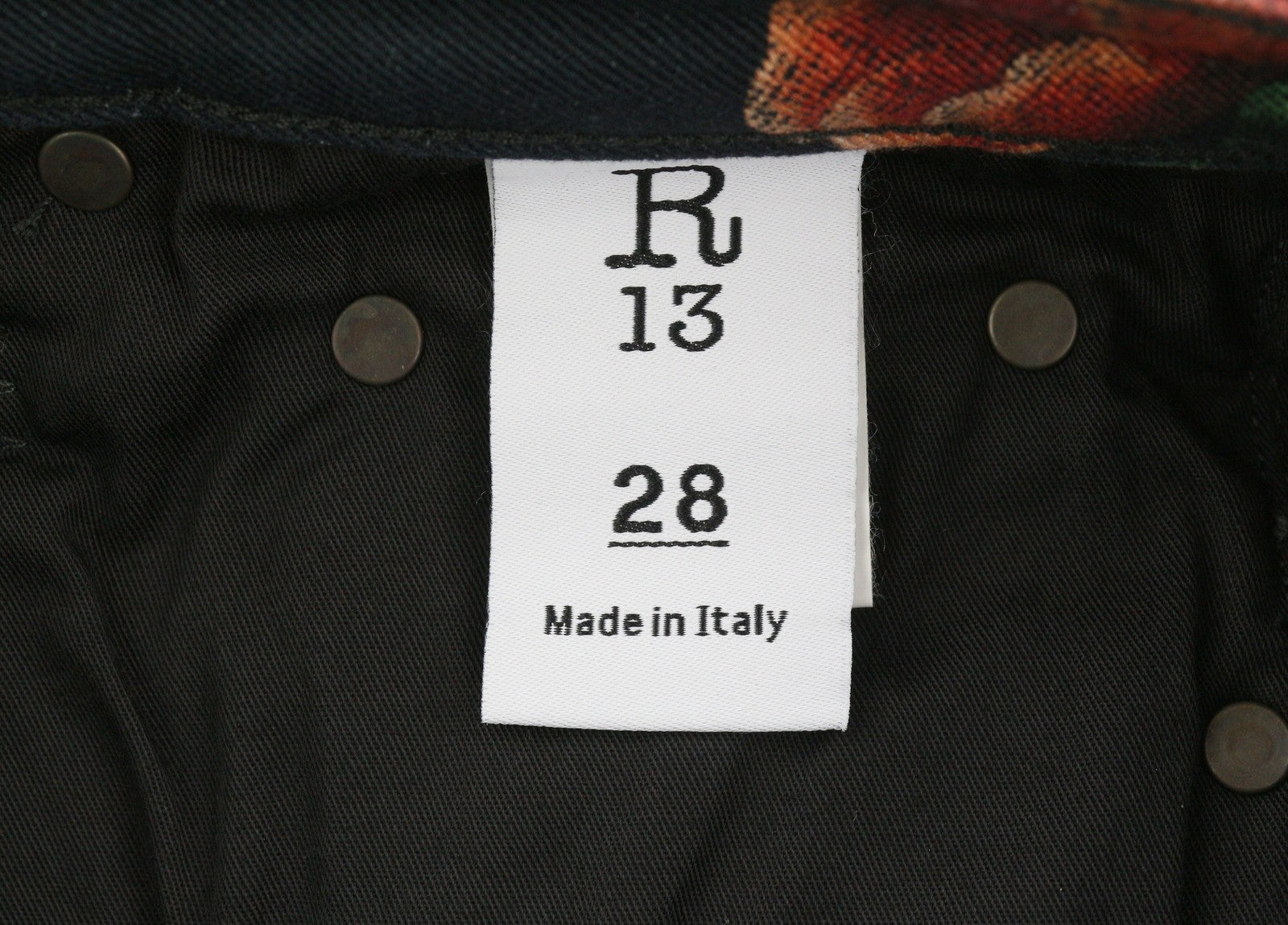 R13 Kick Fit Women Jeans 28 Useless Treasueres Black Floral Print Ankle Cropped