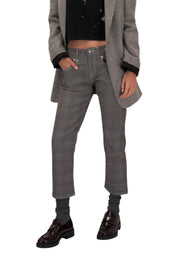 R13 Boy Straight Women Jeans 27 Printed Glen Plaid Ankle Length Cropped RRP€499