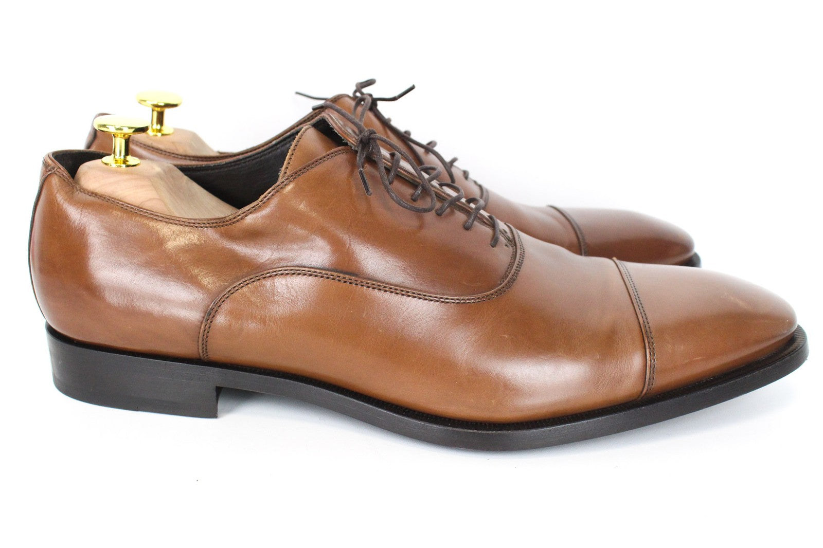 SUITSUPPLY Men's Shoes EU44.5 Brown Leather Oxford Laced Low-Top Classic Dress